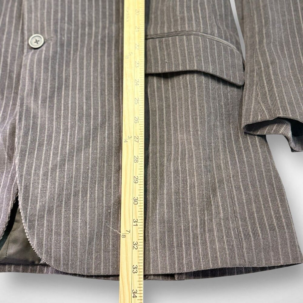 Banana Republic Corduroy Blazer Mens 46 Long Gray Striped Lined Casual Western‎ - Picture 6 of 9